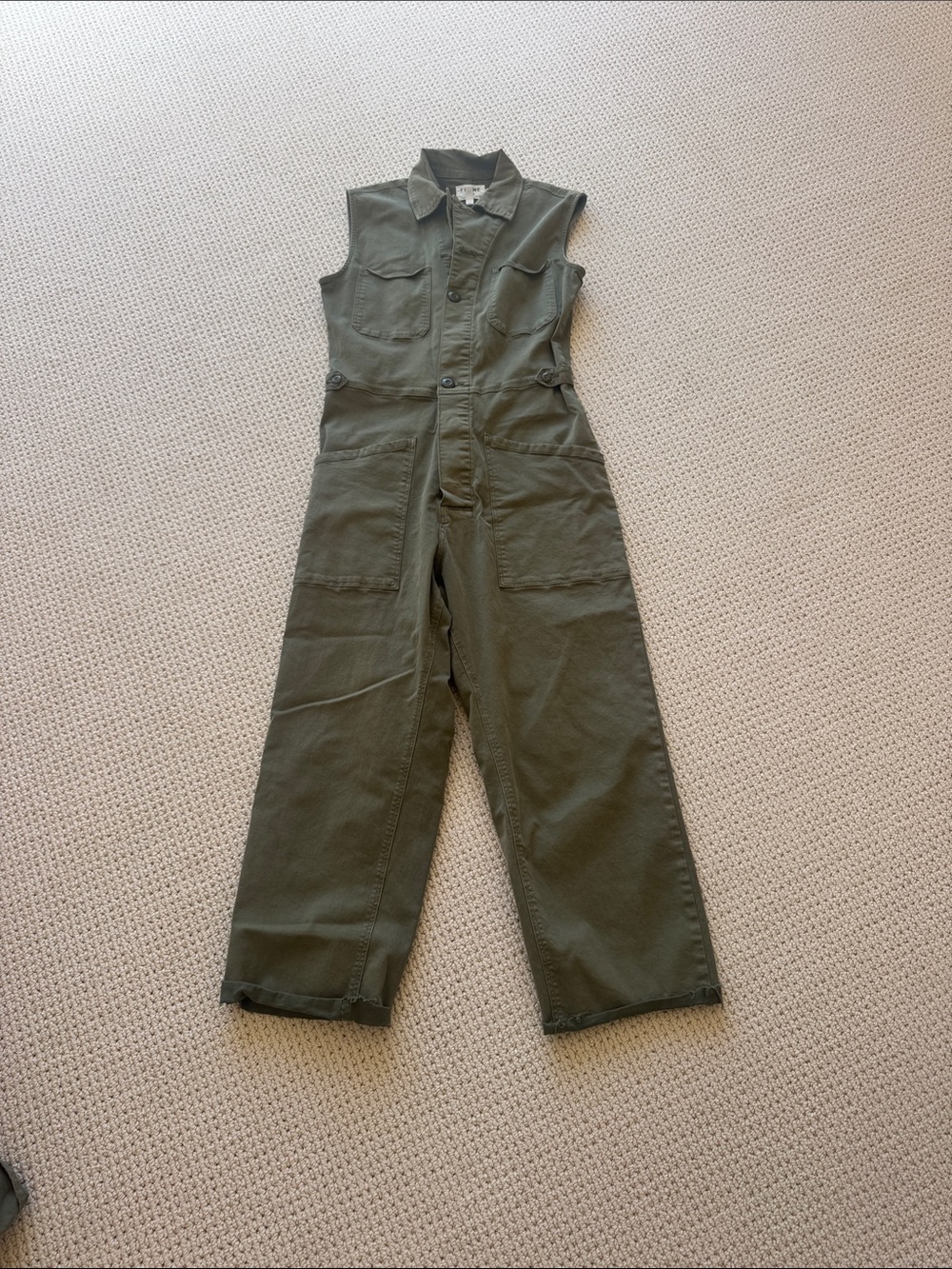 Frame Denim Olive Green Sleeveless Utility Jumpsuit